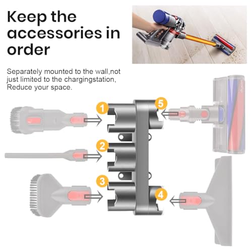 Verilux® ABS Accessory Holder Without Drilling for Dyson V6 V7 V8 V10 V11 Vacuum Cleaner Rack Wall Mounted Attachment Organizer Accessories Including Screws Nail-Free Glue Adapter 3PCS Verilux® ABS Accessory Holder Without Drilling for Dyson V6 V7 V8 V10 V11 Vacuum Cleaner Rack Wall Mounted Attachment Organizer Accessories Including Screws Nail-Free Glue Adapter 3PCS